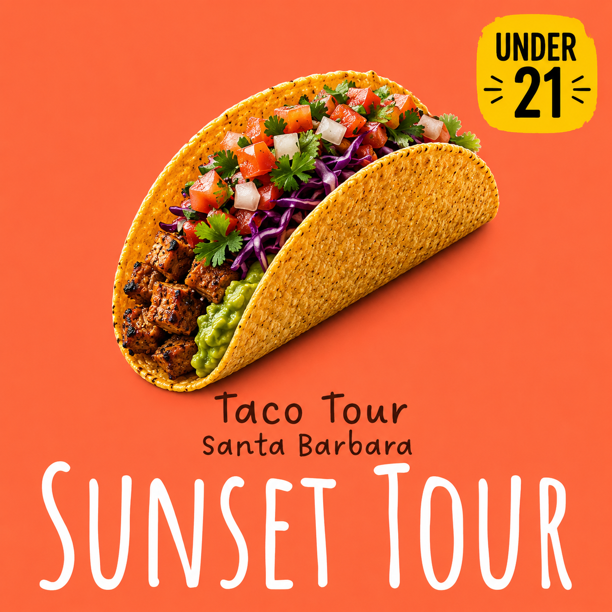 (Under 21) Santa Barbara Taco Tour - Sunset Tour 4:00 PM - 6:30 PM PST